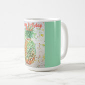 Happy Birthday Pineapple Art Lime Green Name Mok (Voorkant rechts)