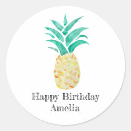 Happy Birthday Pineapple Tropical Party Stickers