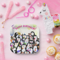 Happy Birthday Pinguin Papier Borden