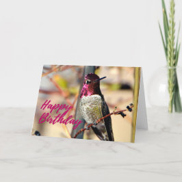 Happy Birthday Pink Anna's Hummingbird Fotokaart Bedankkaart