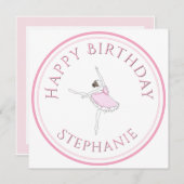 Happy Birthday Pink Ballerina Dancer Girl (Voorkant / Achterkant)