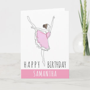 Happy Birthday Pink Ballerina Jouw naam Card Kaart
