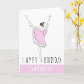 Happy Birthday Pink Ballerina Jouw naam Kaart (Gele Bloem)