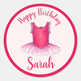 Happy Birthday Pink Ballet Dance Ballerina Tutu Ronde Sticker