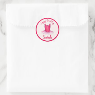 Happy Birthday Pink Ballet Dance Ballerina Tutu Ronde Sticker