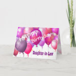 Happy Birthday Pink Balloons DAUGHTER-IN-LAW Kaart<br><div class="desc">Fijne verjaardag roze ballonnen DAUGHTER-IN-LAW. Dit feestelijke ontwerp met zijn kleurrijke ballonnen die je kunt personaliseren met een verjaardagsjaar, naam en sentiment maakt een één-van-een-aardig verjaardagswenskaart voor een zeer speciaal DAUGHTER-IN-WET. De tekst is klantgericht. Je kunt je elk jaar personaliseren met inbegrip van de 1e 2e 3e 4e 5e 6e...</div>