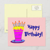 Happy Birthday Pink Birthday Cake Briefkaart (Voorkant / Achterkant)