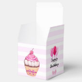 Happy Birthday Pink Cherry Cupcake met Bows Box Bedankdoosjes (Geopend)