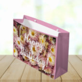 Happy Birthday Pink Chrysanthemums Floral Foto Groot Cadeauzakje