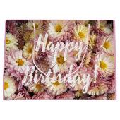 Happy Birthday Pink Chrysanthemums Floral Foto Groot Cadeauzakje (Voorkant)