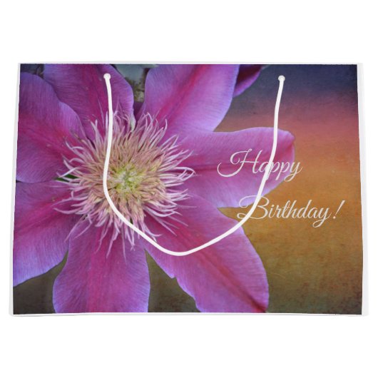 Happy Birthday Pink Clematis Groot Cadeauzakje (Voorkant)