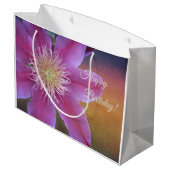 Happy Birthday Pink Clematis Groot Cadeauzakje (Achterkant Gekanteld)