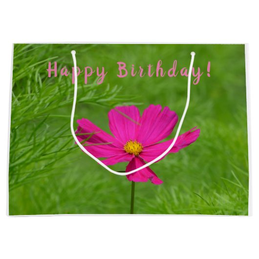 Happy Birthday Pink Cosmos Groot Cadeauzakje (Voorkant)