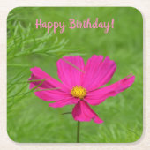Happy Birthday Pink Cosmos Kartonnen Onderzetters (Voorkant)