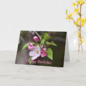 Happy Birthday Pink Crab Apple Flowers Kaart (Gele Bloem)