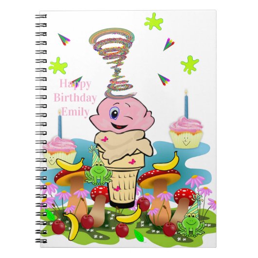 Happy Birthday Pink Cupcake Notebook Notitieboek (Voorkant)