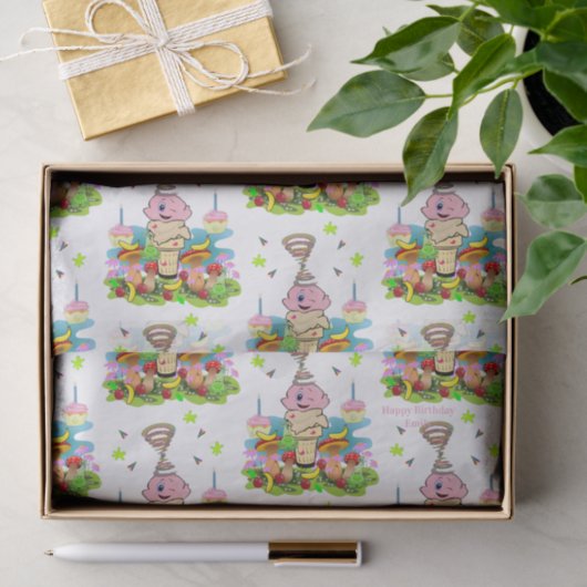 Happy Birthday Pink Cupcake Tissue Paper  Tissuepapier (Geschenk)