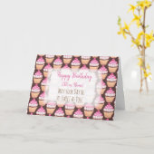 Happy Birthday Pink Cupcakes Persoonlijke Kaart (Gele Bloem)