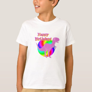 Happy Birthday Pink Dinosaur T-Rex T-shirt