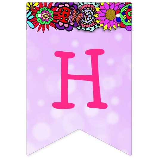 Happy Birthday Pink en Paarse Unicorn Banner (Tweede vlag)