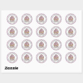 Happy Birthday Pink en Vanilla Cupcake Ronde Sticker (Vel)