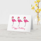 Happy Birthday Pink Flamingo Tropical Island Bird Kaart (Gele Bloem)