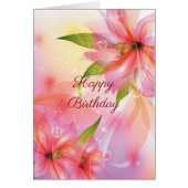 Happy Birthday Pink Floral 5x7 Kaart (Voorkant)