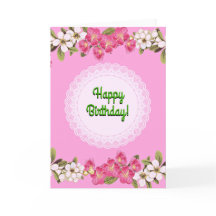 Happy Birthday Pink Floral Doily  Style