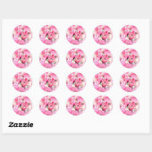 Happy Birthday Pink Flowers Stickers (Vel)