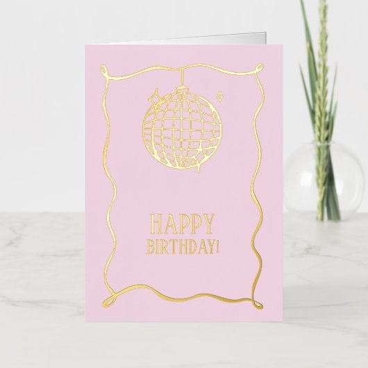 Happy Birthday Pink Foilf Uitnodiging (Voorkant)