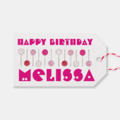 Happy Birthday Pink Frosted Cake Poppen Party Favo Cadeaulabel (Voorkant (Horizontaal))