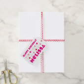 Happy Birthday Pink Frosted Cake Poppen Party Favo Cadeaulabel (Met Touw)