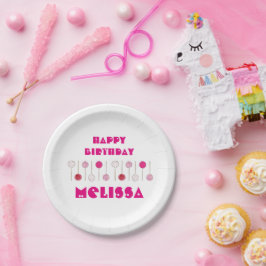 Happy Birthday Pink Frosted Cake Poppen Party Favo Papieren Bordje