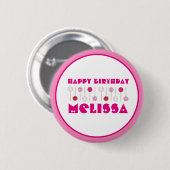 Happy Birthday Pink Frosted Cake Poppen Party Favo Ronde Button 5,7 Cm (Voorkant /achterkant)