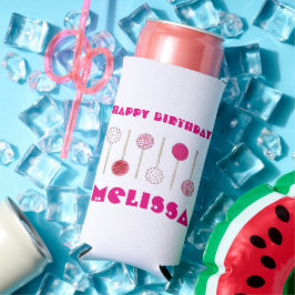 Happy Birthday Pink Frosted Cake Poppen Party Favo Seltzer Blikjeskoeler