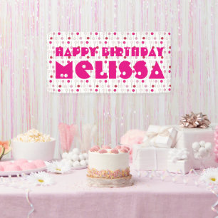 Happy Birthday Pink Frosted Cake Poppen Party Favo Spandoek