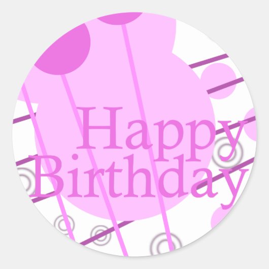 Happy Birthday Pink Fun Sticker (Voorkant)