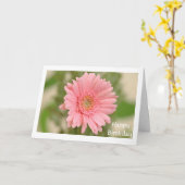 Happy Birthday Pink Gerbera Daisy Wenskaart Kaart (Gele Bloem)