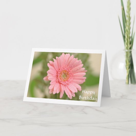 Happy Birthday Pink Gerbera Daisy Wenskaart Kaart (Voorkant)
