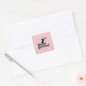 Happy Birthday Pink Kitten Cat Butterfly Sticker (Envelop)