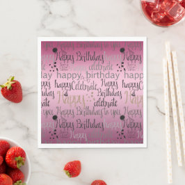 Happy Birthday Pink Ombre Servet