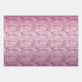 Happy Birthday Pink Paars Ombre Inpakpapier Vel