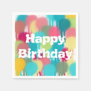 Happy Birthday Pink Paint Party Servet