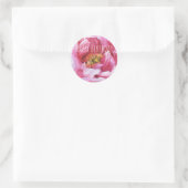 Happy Birthday Pink Peony Circle Stickers (Tas)