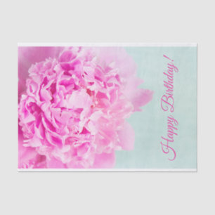 Happy Birthday Pink Peony Pastel Tissuepapier