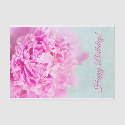 Happy Birthday Pink Peony Pastel Tissuepapier (Voorkant)