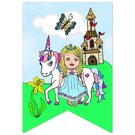 Happy Birthday Pink Princess Banner (Eerste vlag)