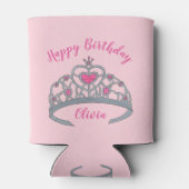 Happy Birthday Pink Princess Party Tiara Crown Blikjeskoeler (Achterkant)