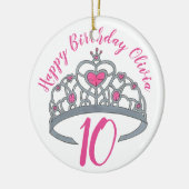 Happy Birthday Pink Princess Tiara Crown Keramisch Ornament (Links)