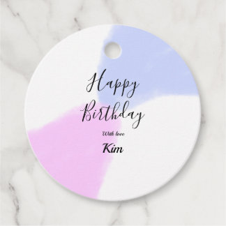 Happy birthday pink purple pastel name simple eleg bedankjes labels